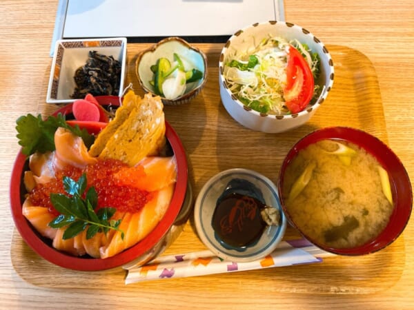 食源ちゃん、生サーモンとイクラ丼