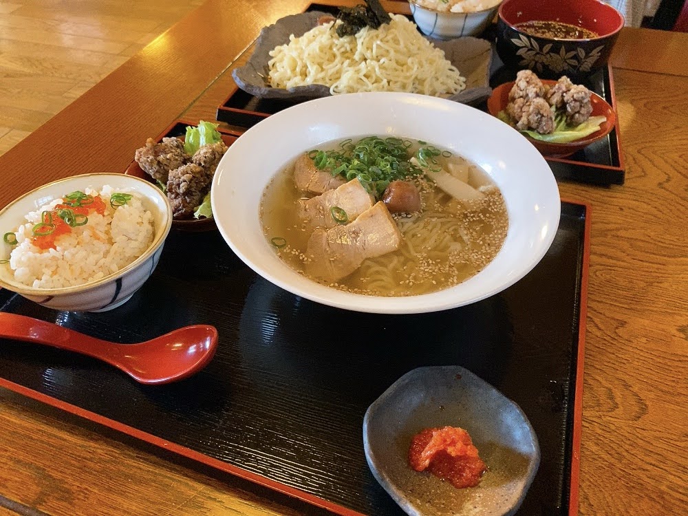 つかさ 会津山塩ラーメンセット、冷やしつけ麺セット