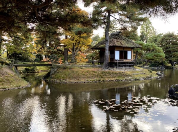 御薬園 心字の池と楽寿亭