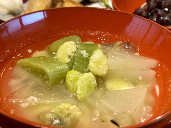 バスツアー 冬の奥会津を巡る旅 昼食(ソコカシコ) 打ち豆入りお味噌汁