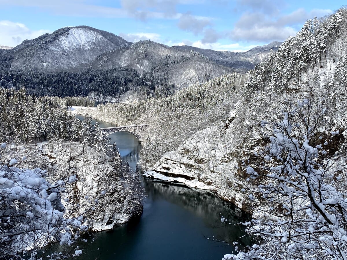 只見川 第一橋梁 冬景色