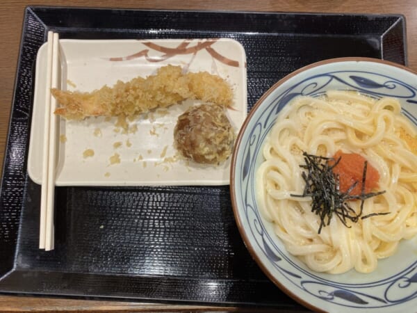 明太釜玉うどん＋天ぷら