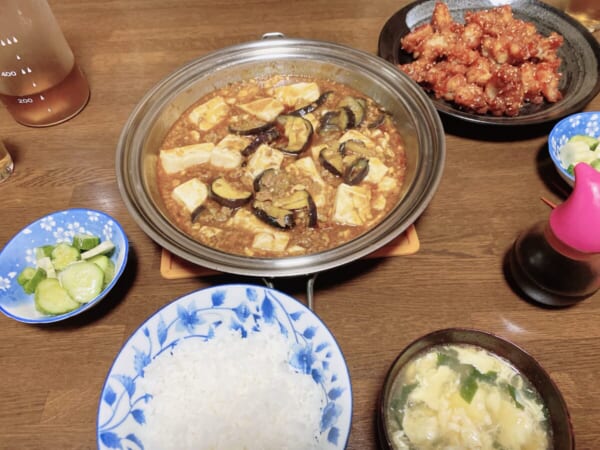 ヤムニョム・チキンと麻婆豆腐茄子