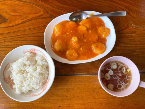 たかちゃん 海老チリ定食 会津若松