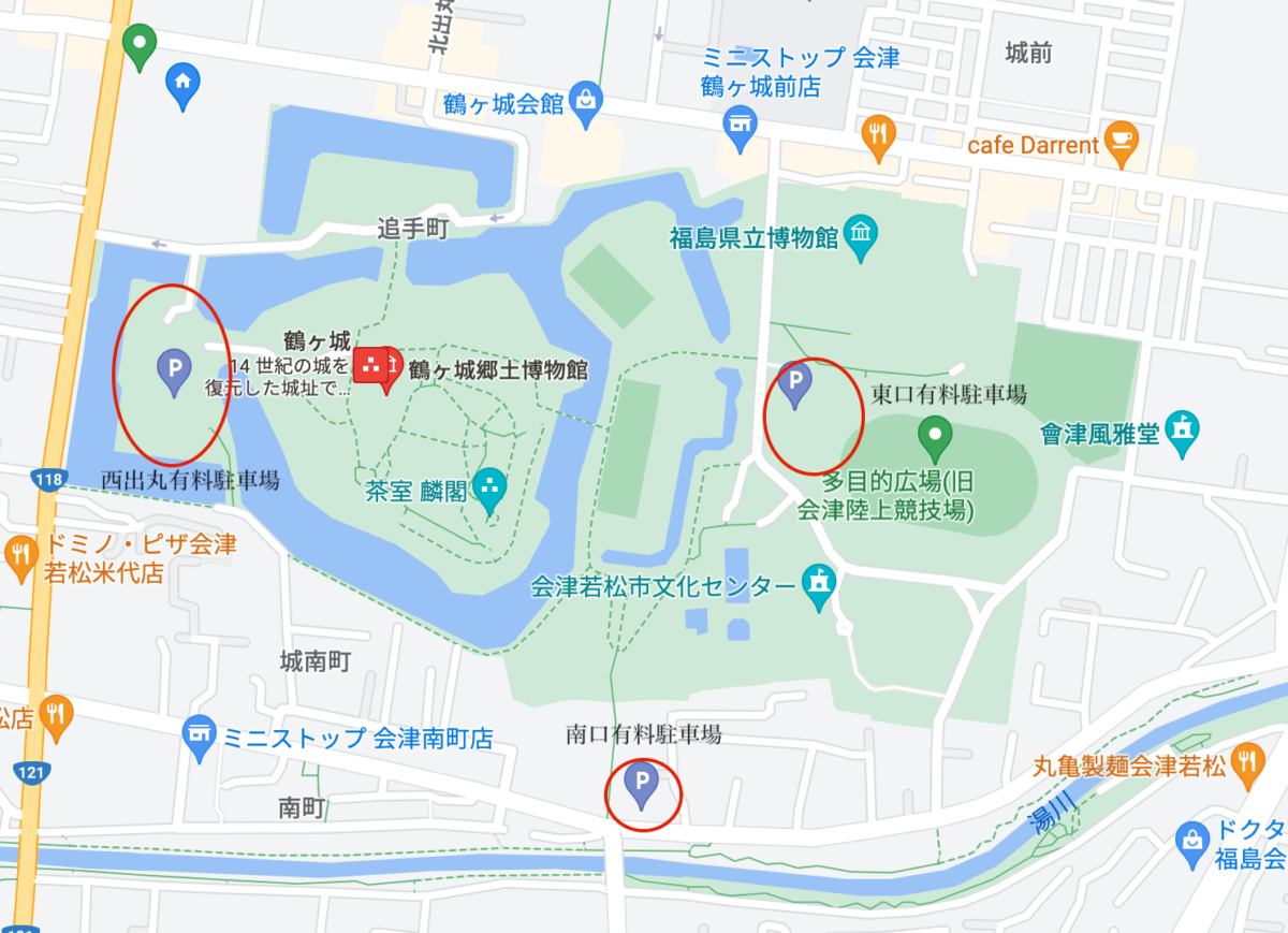 鶴 ヶ 城 体育館 駐 車場