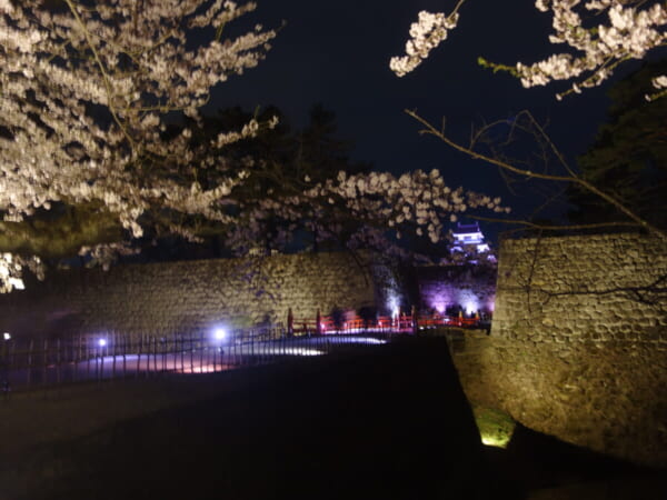 鶴ヶ城 夜桜 ライトアップ 廊下橋