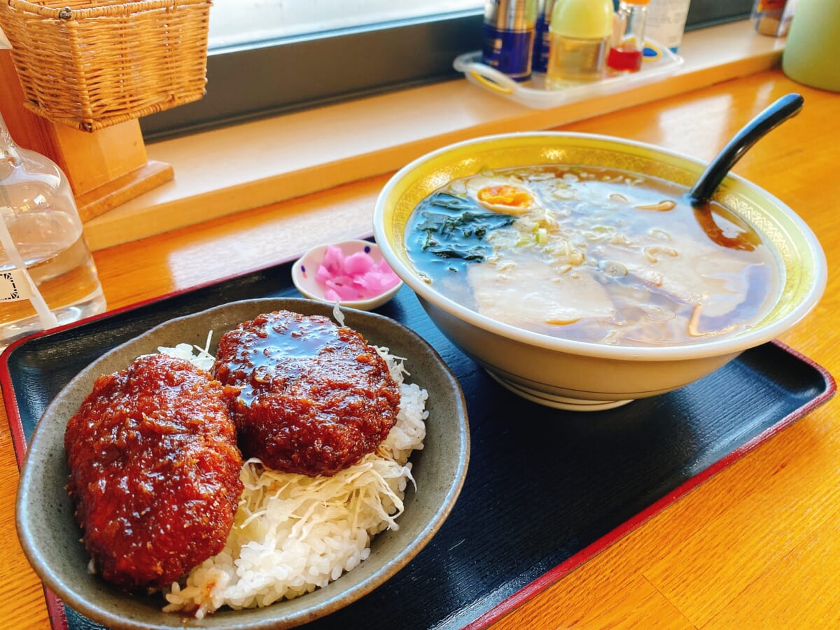 一風亭 半ソースカツ丼（ヒレ）+醤油ラーメン